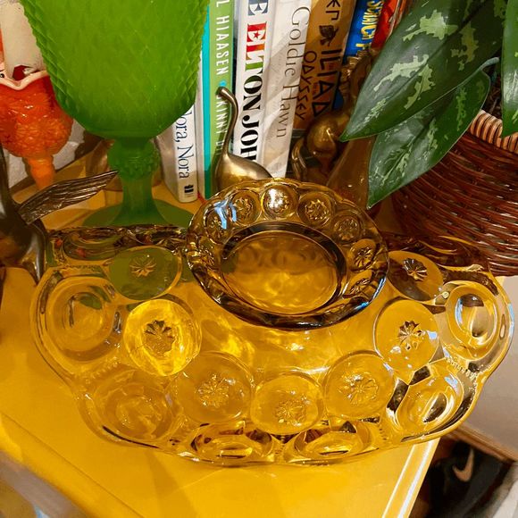 Vintage LE Smith Amber Moon & Stars Large Banana, Fruit Bowl - Picture 5 of 5